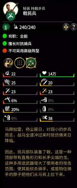 《全面战争:三国》戟民兵属性分析