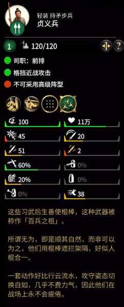 《全面战争:三国》贞义兵属性分析