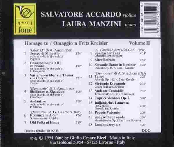 阿卡多《克雷莫纳的小提琴·致敬克莱斯勒(第二辑)》1994[FLAC+CUE]