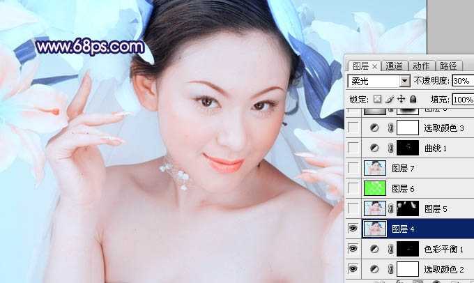 Photoshop调出美女图片淡雅甜美的粉红色