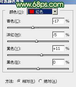 Photoshop将外景人物图片调成流行的青红蜜糖色