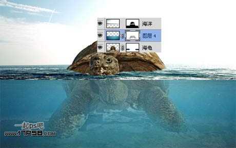 photoshop合成制作海龟岛­自然场景