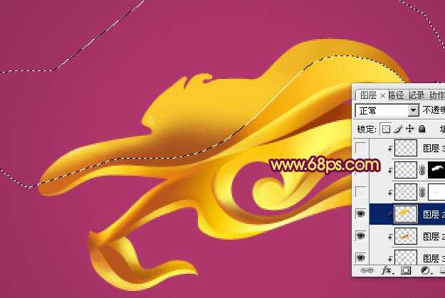 Photoshop制作漂亮简单的金色龙头的教程