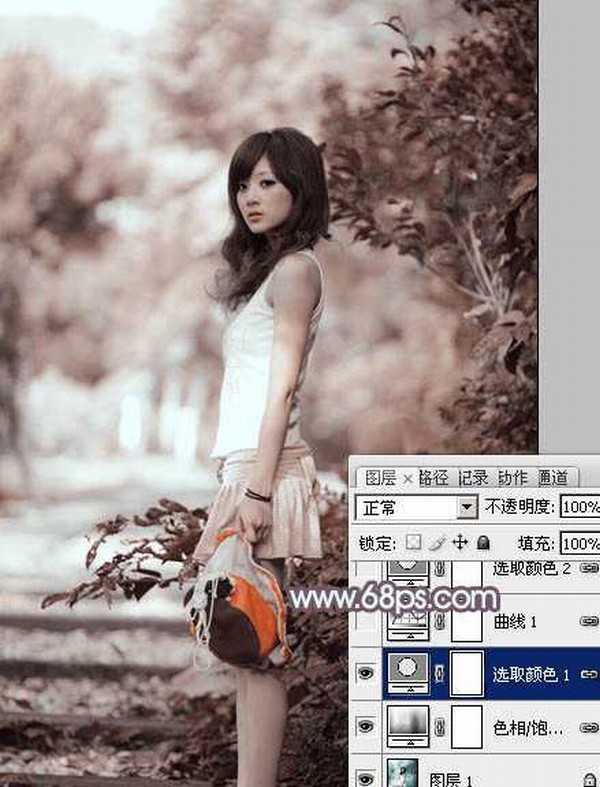 photoshop利用通道替换为外景美女增加韩系中性红灰色