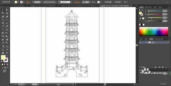 ai怎么绘制六层宝塔效果? ai宝塔插画的画法