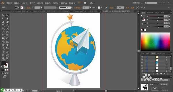 ai怎么绘制扁平化的地球仪图标?
