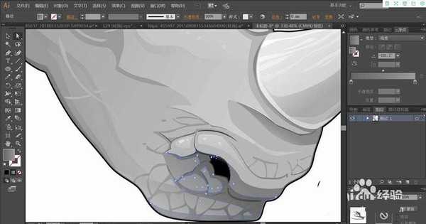 ai怎么手绘犀牛头像? ai犀牛黑白头像的设计方法