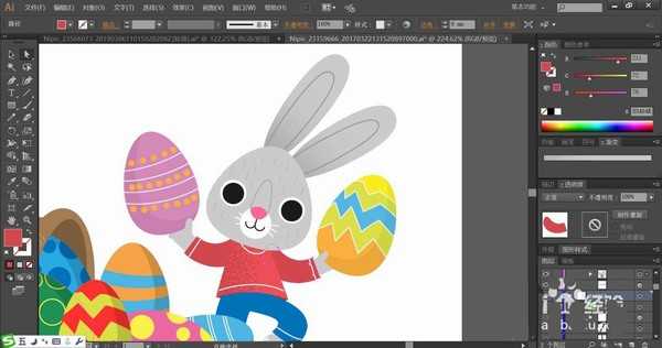 ai怎么手绘玩彩蛋的调皮兔插画?